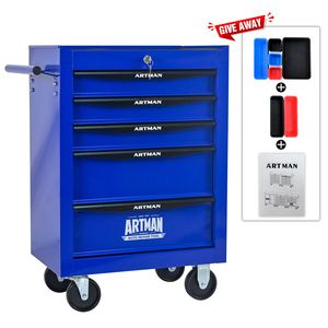 20\" 5-Drawer Rolling <b>Metal</b> <b>Tool</b> Chest Cabinet Steel <b>Tool</b> Storage <b>Box</b> with Ball Bearing Drawer Slides - Product Image 3