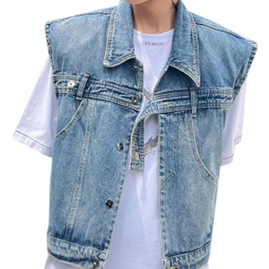 เสื้อกั๊กยีนส์แทคติคอลแบบหลายกระเป๋า – เสื้อกั๊กยีนส์อเนกประสงค์สำหรับกิจกรรมกลางแจ้งและชุดทำงาน - Product Image 1