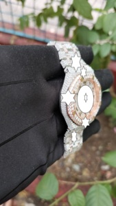 Montre mécanique automatique de luxe sportive en acier inoxydable avec cadran en cristal, bracelet entièrement en moissanite, style hip-hop - Product Image 4
