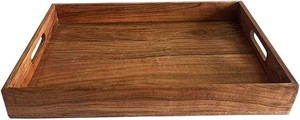 Rectangular Solid <b>Wood</b> Serving Tray with Metal Handles Handmade Modern Tabletop Decorative Platter <b>Wood</b> Crafts, Wooden Boxes, & - Product Image 5