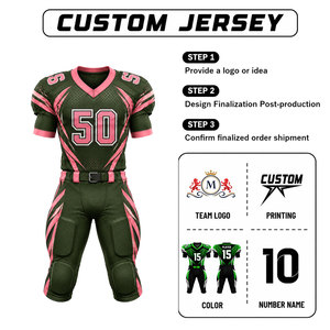 Conjunto de Uniforme de Fútbol Americano Sublimado Personalizado, Cuello en V, Manga Corta, Absorbe la Humedad, Ajustado, para Adultos, Número 50 - Product Image 1