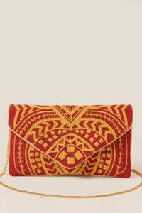 Embroidery Eid Special Women Evening Purse Wedding Party Envelope Handbag Luxury White Gold Beaded <b>Clutch</b> <b>Bag</b> Geometric Chevron - Product Image 4