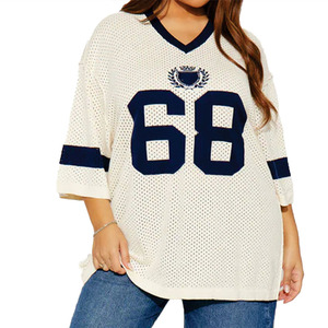 Maillot de football américain respirant en maille pour femme, col en V, coupe oversize, en polyester, haut de sport décontracté, impression numérique, personnalisation disponible - Product Image 3