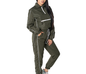 Windproof Sporty Tracksuits Women New Design Full Zipper <b>Nylon</b> Lightweight Full Sleeve Windbreaker Half-Zip Sporty Jogger <b>Pants</b> - Product Image 1