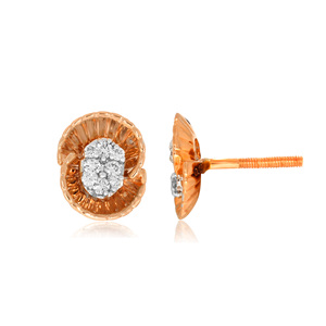 Boucles d'oreilles clous en or rose 18 carats avec diamants de laboratoire floraux, bijoux fins contemporains, élégantes et minimalistes pour femmes - Product Image 3