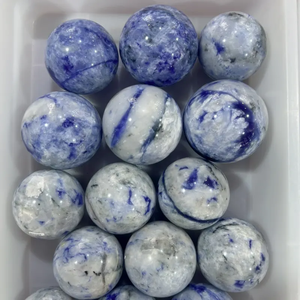 Esfera de Sodalita Natural, Bola de Cristal Pulido, Piedra Redonda Curativa, Decoración Feng Shui para el Hogar, Colección Ruhi Agate Gujarat - Product Image 5