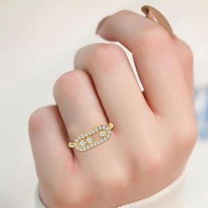 Bague en diamant de culture, or rose 9 carats, sertie de pierres latérales, forme fantaisie, style trombone, bijoux en or blanc et or jaune - Product Image 4