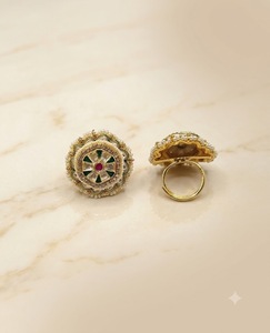 Wholesale Traditional Kundan Pearl Work Hexagonal Finger <b>Ring</b> Ethnic Wedding Party Wear Jewelry Traditional <b>Adjustable</b> <b>Size</b> <b>Ring</b> - Product Image 3