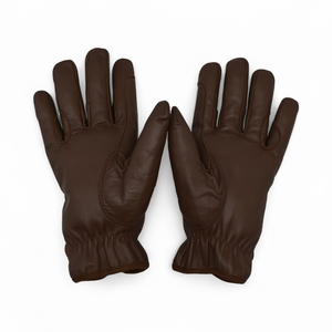 Gants d'équitation de luxe PRIME Geoffrey Professional Version, 100% cuir véritable brun foncé, fermeture à boutons, pour homme. - Product Image 2
