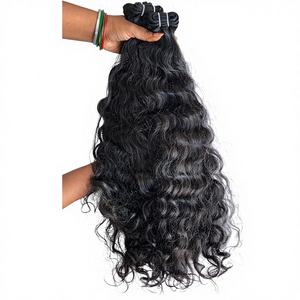 Lots de Cheveux Humains Bruts Bouclés de Temple Sud-Indien 100% Premium de Qualité Supérieure, Provenant d'un Donneur Unique, Noir Jais, Cuticules Alignées, à Prix de Gros - Product Image 1