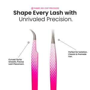 Pince à épiler professionnelle pour extensions de cils Madriq, en acier inoxydable, pointe en fibre d'argent de 10 mm, pointe dentée, poignée antidérapante en diamant - Product Image 6