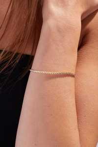 Pulsera de tenis de oro amarillo de 14K con diamantes de laboratorio de 2mm de corte redondo y engaste de bisel para joyería femenina, regalo de aniversario o promesa para amantes - Product Image 2