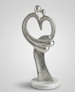 Sculpture moderne en métal noir, sphères abstraites entrelacées, figurine contemporaine, décoration de table, base en marbre, accent décoratif - Product Image 3