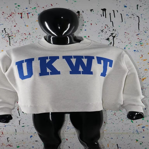 Sweat-shirt à col montant gris cendré UKWT, 100% coton, avec broderie appliquée bleu marine, col large, URBAN PRODUCTIONS - Product Image 1