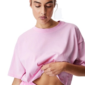 T-shirt haut court personnalisé pour femmes 100% coton respirant séchage rapide manches courtes motif solide Style décontracté pour l'été - Product Image 2