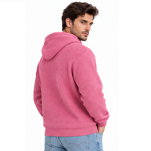 Mens Waffle Knit <b>Thermal</b> Hoodie Long Sleeve Casual Pullover Winter Streetwear Sports Custom Hooded Sweatshirt Wholesale Apparel - Product Image 3