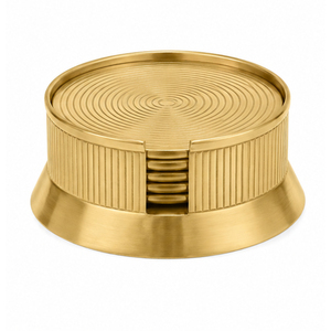 Ensemble de sous-verres en métal or orchidée de luxe avec support, sous-verres en acier inoxydable martelé, vaisselle artisanale pour la décoration de la maison - Product Image 2
