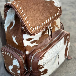 Premium handmade cowhide leather hair on school <b>backpacks</b> wholesale custom OEM supplier high quality student laptop bags - Product Image 6