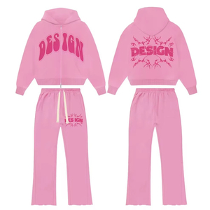 Conjunto Deportivo de Invierno con Doble Cremallera para Hombre, Talla Grande, Logotipo Personalizado, 2 Piezas, 100% Algodón, Pantalones Deportivos Acampanados - Product Image 2
