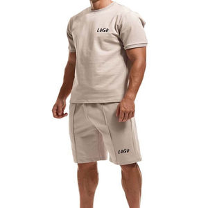New in Men's Breathable Summer <b>Twin</b> <b>Set</b> Polyester/Cotton Blend Short Tracksuit T-Shirt and Shorts Made in Pakistan - Product Image 3