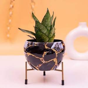 Juego de 3 Macetas de Metal Negro con Soporte, Recubrimiento en Polvo y Plateado, Diseño Nuevo, Mejora el Ambiente del Hogar y Jardín - Product Image 5