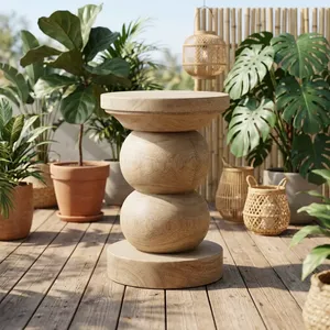 Modern Solid Wood <b>Side</b> <b>Table</b> Sculptural Round Accent End <b>Table</b> Minimalist Bedroom Living Room Furniture Contemporary Home Decor - Product Image 4