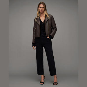 Veste en cuir de vachette pour femme de qualité supérieure, imprimée et brodée, veste de moto d'hiver, veste en cuir élégante et tendance pour femme - Product Image 3