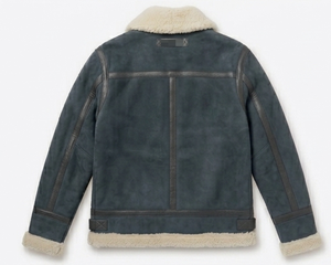 Blouson Bomber Homme en Cuir Véritable Premium avec Fermeture Éclair, Doublure Douce en Fausse Fourrure Polyester, Chaleur Hivernale, Style Streetwear, Séchage Rapide - Product Image 2