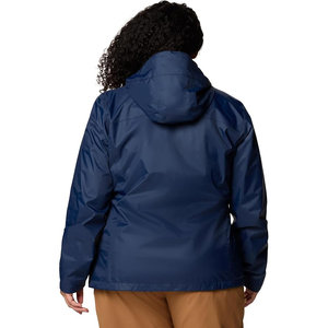 Windbreaker Plus Size Navy High Collar Waterproof Breathable Outdoor Zip Up Shell Hooded Layering <b>Jacket</b> - Product Image 3