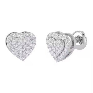 New Heart Shape Luxury Diamond <b>Earrings</b> for Women's Certified Brilliant Round Cut Sustainable Fine Available For Sale - Product Image 3