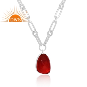 Nouveau modèle de collier avec pendentif en argent sterling fin, grenat, quartz, pierres précieuses, cadeau pour femme - Product Image 3