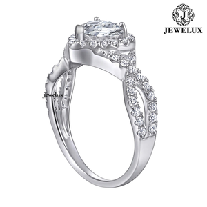 Anillo de Plata 925 con Zafiro para Mujer Jewelux, Corte Pera, Engaste Pavé, Anillo Romántico de Compromiso con Gema en Forma de Gota de Agua, de la India - Product Image 1