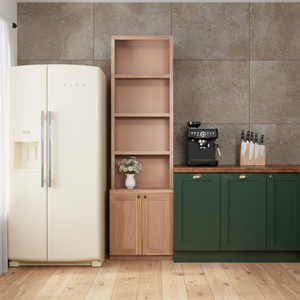 Armoire de cuisine moderne en teck massif de haute qualité, rangement et étagères, finition couleur bois naturel pour la maison et la restauration - Product Image 6