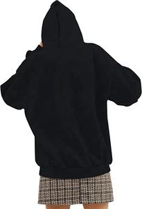 Sweat-shirt à capuche à manches longues et à carreaux pour femme, pull épais et chaud en molleton de coton avec poche - Product Image 3