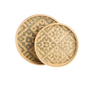 Bandeja artística de bambú con forma de riñón, bandeja decorativa tejida a mano para servir comida, bandeja organizadora decorativa para mesa de café y decoración del hogar - Product Image 2