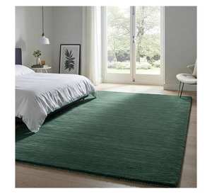 Tapis 100% laine tissé à la main vert émeraude uni texturé, robuste, doux et durable, fabrication directe OEM/ODM - Product Image 3