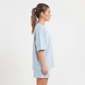 Vêtements d'été pour femmes 2026 – Ensemble short et t-shirt en coton bleu ciel pour femmes, personnalisé, idéal pour le fitness et la gym - Product Image 2