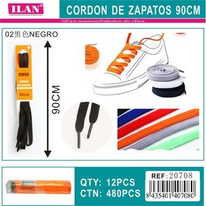 Laccio per scarpe Ilan 90 cm nero piatto per sneakers 20708 - Product Image 3