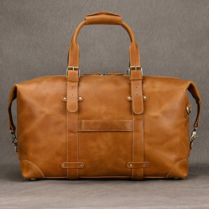 Bolsa de Viaje Unisex de Cuero Genuino con Cierre de Cremallera, Capacidad de 30-40L, Compartimento Interior, Estilo Casual - Product Image 5