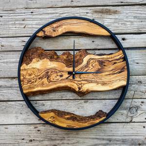 Hand Crafted Round Teak Wood Wall <b>Clock</b> Natural Grain Decorative Timepiece Framed Wooden <b>Clock</b> for Living Room Bedroom - Product Image 6
