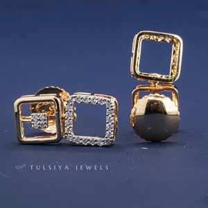 Boucles d'oreilles élégantes en or jaune 14 carats avec diamants de laboratoire, pierres rondes élégantes, légères et confortables à porter - Product Image 2