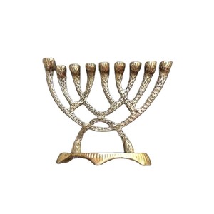 Ménorah en métal doré avec motif étoile de David, décoration religieuse traditionnelle juive pour table de Hanouka - Product Image 4