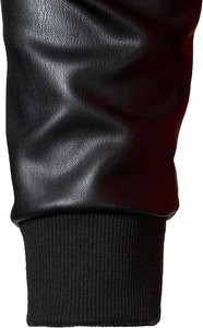 Men's <b>Red</b> <b>Varsity</b> <b>Jacket</b> <b>Black</b> PU Leather Sleeves Turn-down Collar Button Closure Casual Style Autumn Wear Regular Fit Solid - Product Image 5
