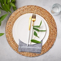 Ensemble de sets de table ronds en jute/algues naturelles faits à la main - Sets de table tissés bohèmes pour la décoration de la salle à manger et de la cuisine