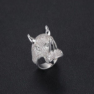 Anillo de cóctel con cabeza de rinoceronte para hombre, plata 925, chapado en oro de 18K, engaste de cristal pavé, diseño animal, joyería llamativa estilo hip-hop - Product Image 3