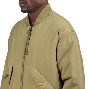 Gran oferta, chaqueta Bomber bordada de invierno, estilo personalizado, chaqueta Bomber de nailon con forro de satén de secado rápido para hombre, chaqueta Bomber de Color sólido con cuello levantado - Product Image 5
