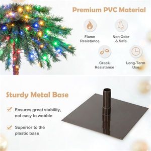 Sapin de Noël en PET/PE pré-éclairé personnalisable de 1,80 m avec 210 LED 4 couleurs (rouge/vert/jaune/bleu) et 64 pointes de branche en PVC pour usage extérieur - Product Image 3