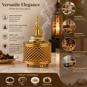 Solid Brass Bakhoor Burner Arabic Oud Incense Burner Decorative Incense Holder Home Fragrance Decor Ramadan <b>Eid</b> <b>Gift</b> - Product Image 5
