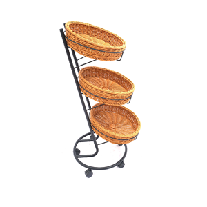 Présentoir de qualité supérieure avec roulettes et pinces à panneaux, marron, pour la vente au détail, présentoir panier, présentoir pour marché fermier - Product Image 1