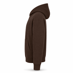 Sudadera con Capucha Premium Marrón Chocolate sin Cordones, de Algodón Grueso, Ajuste Regular, para Hombre y Unisex, de Felpa, Lisa, Estilo Urbano, con Bolsillo - Product Image 5